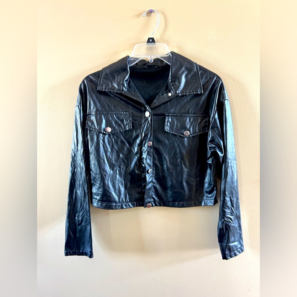 Faux Cropped Leather Jacket